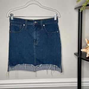 Madewell distressed jean skirt